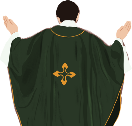 Back Shot View Illustration of a Priest